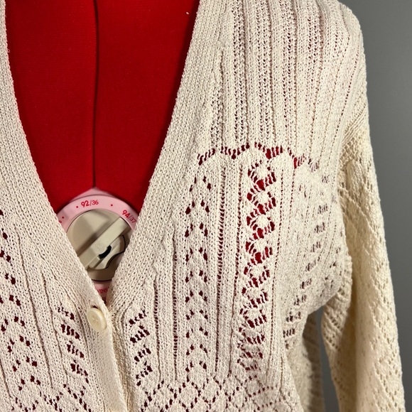 Lace Knit Cream Cardigan - XS - Picture 3 of 9